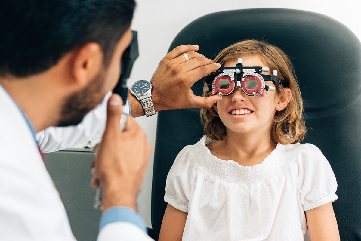 Child getting an eye exam.