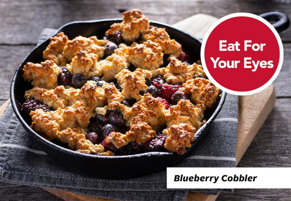 Mixed berry cobbler with whole wheat biscuit topping.