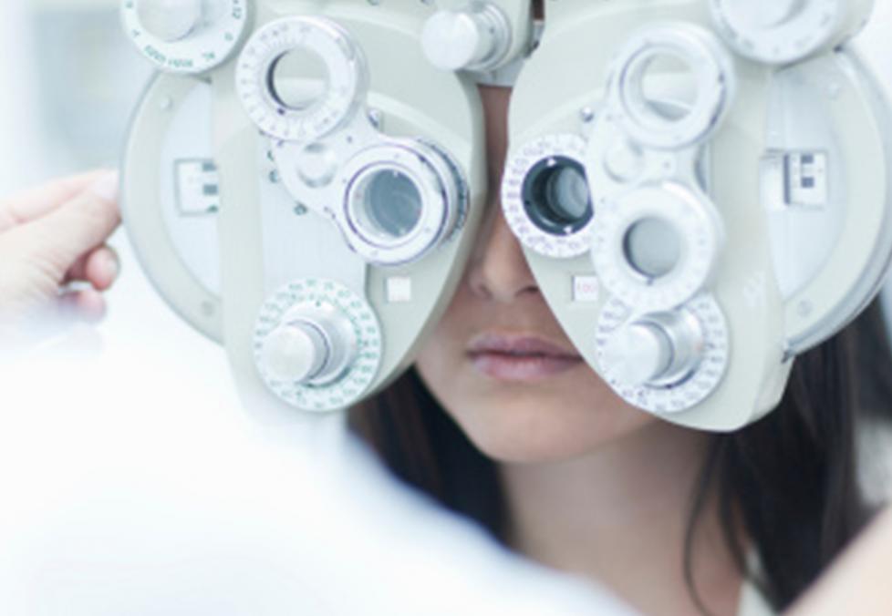 Person receiving eye exam