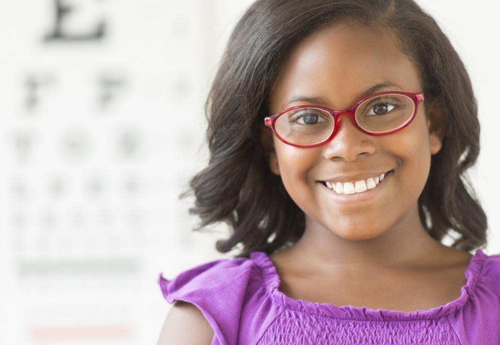 Young girl wearing glasses