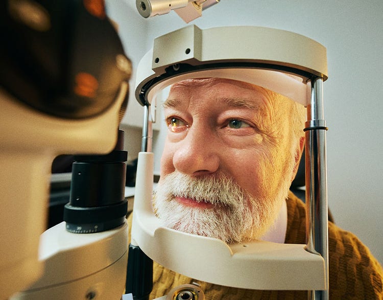 man receiving eye exam