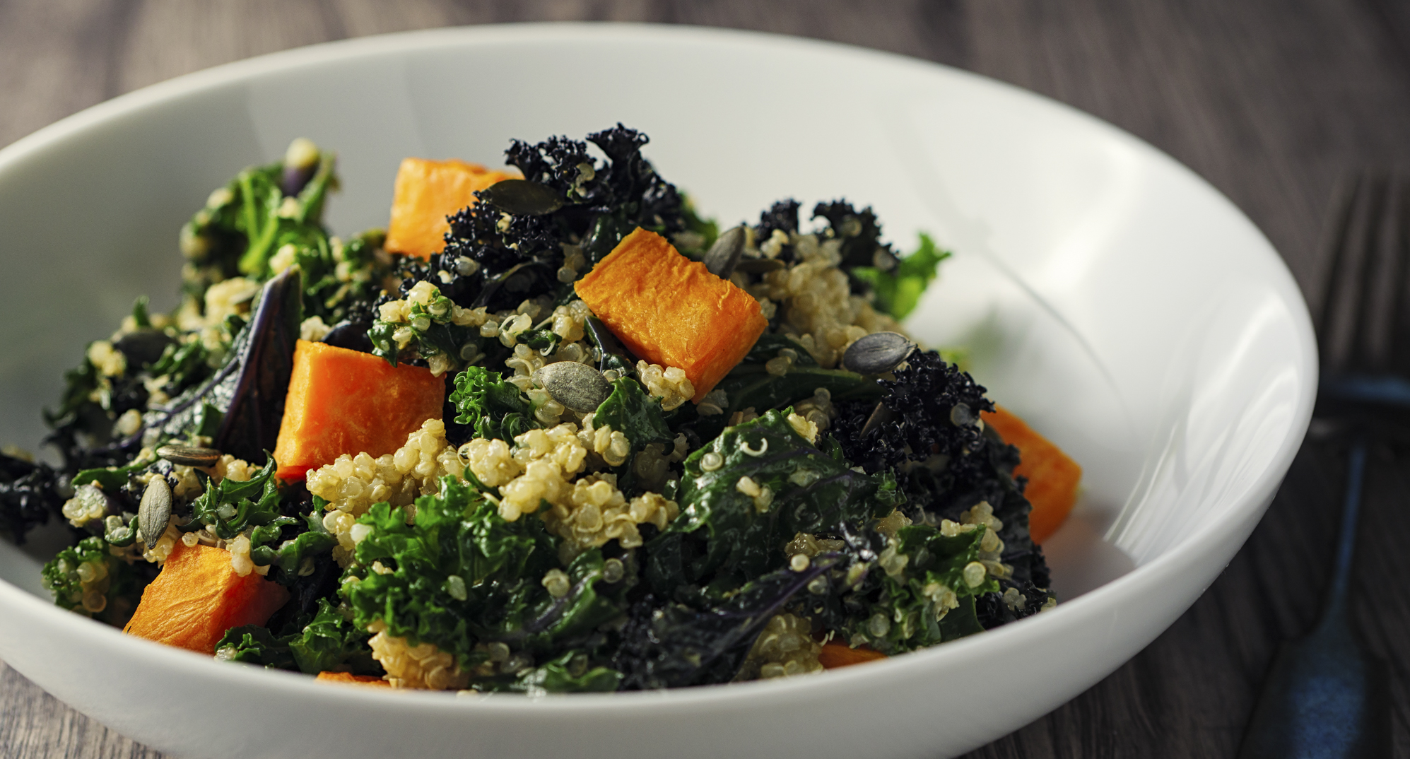 Quinoa and kale salad with butternut squash