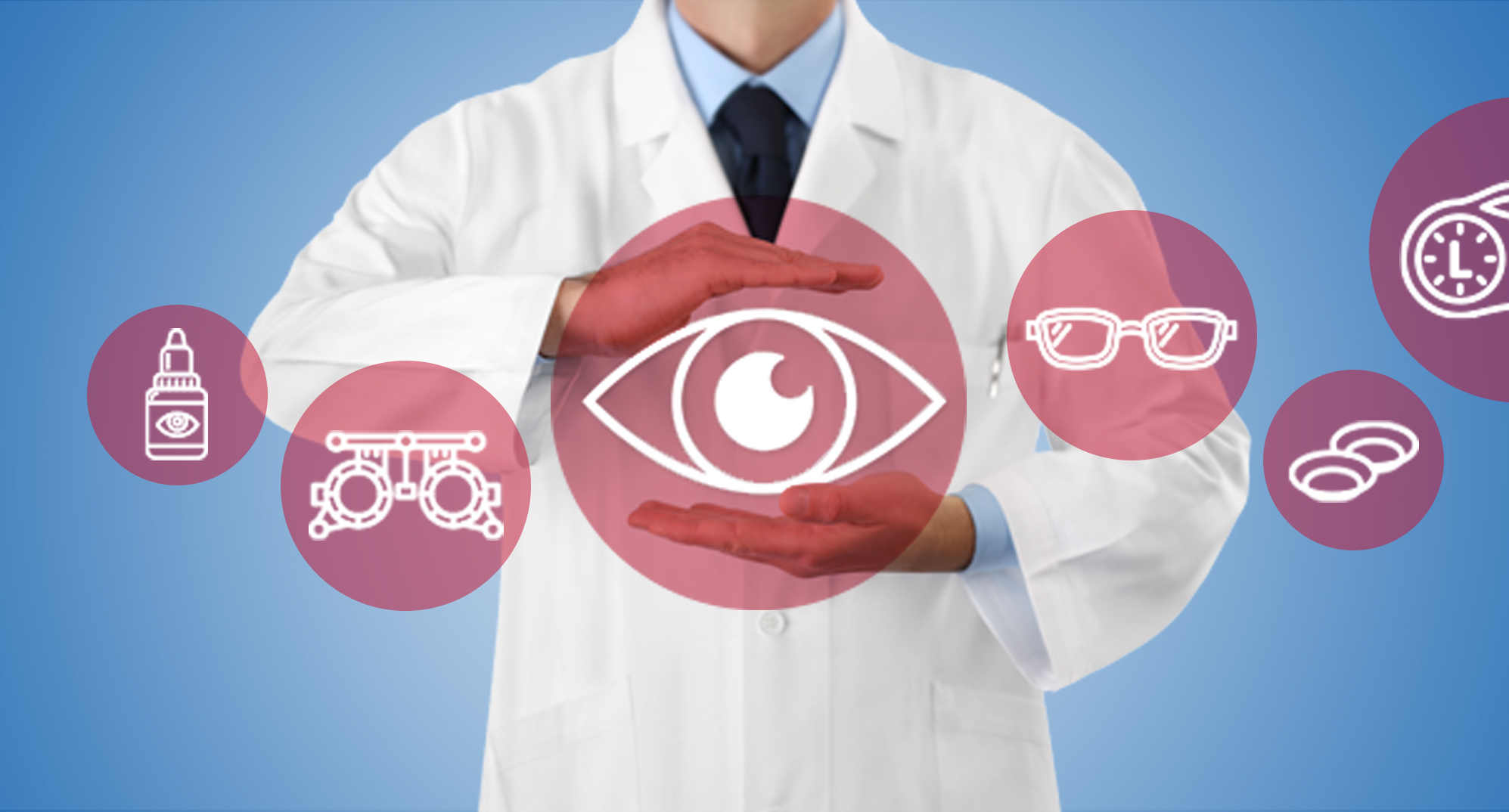 Eye doctor with optical related icons