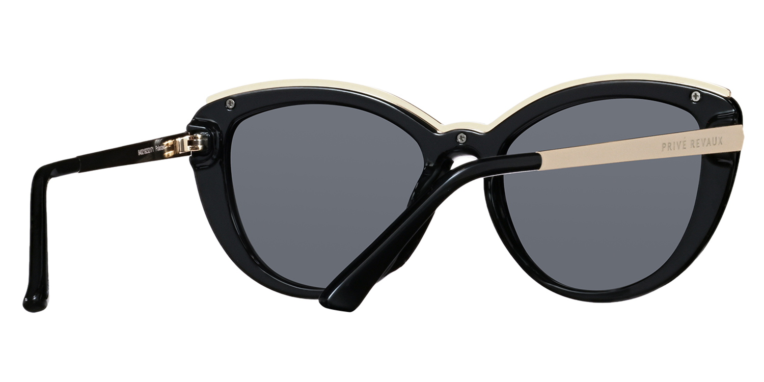 Privé Revaux Women’s Black Round Sunglasses gold trim boxed New Prive Revaux Unisex Sunglasses The Judge Black With  main image 4